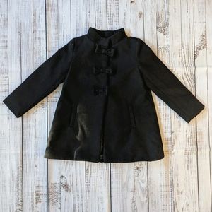Gymboree Toddler Black Wool Bow Dress Coat Size 5T